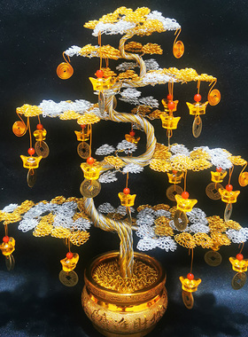 极速创意铝线手工艺品开业桌面招财树室内发财树装饰品摆件客厅摇