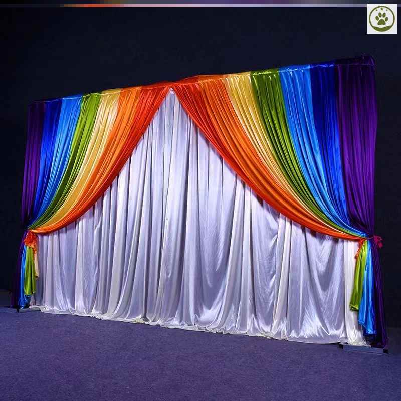 幼儿园表演区小舞台背景布表演区拍照墙装饰布置演出婚庆背景纱幔