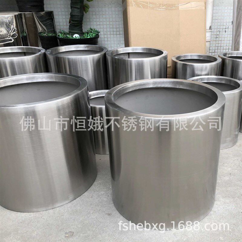 极速不锈钢圆柱形花盆 室内圆形大花盆 户外长方形花箱 氟碳漆花