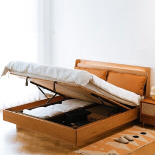 好梦床北欧樱桃木收纳床实木储物床主卧箱体床家用原木床双人床