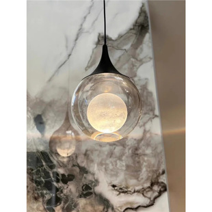 简约现代创意月球卧室升降床头吊灯2024新款吧台装饰水晶小吊线灯