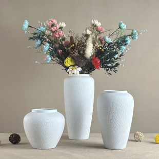 现代简约新中式哑光白色陶瓷花瓶组合装饰器皿书柜电视柜桌面摆件