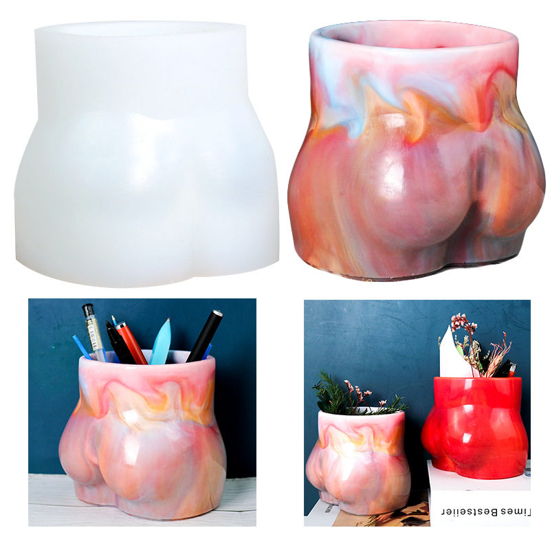 众城  diy滴胶3D人体形状树脂花盆笔筒滴胶模具树脂模具现货