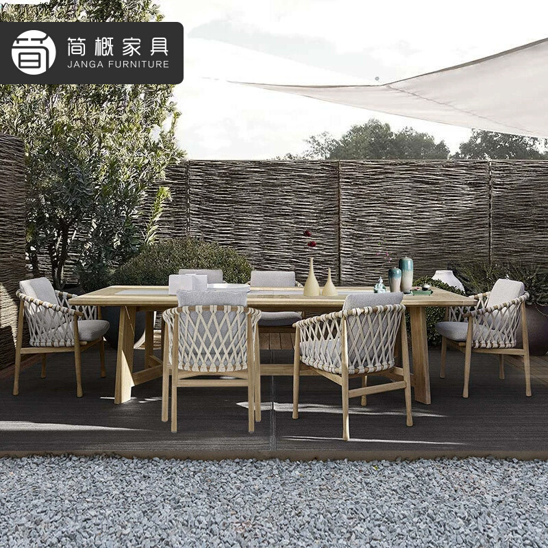 高端别墅柚木花园桌椅户外庭院茶桌藤椅民宿酒店防水防晒藤桌椅套