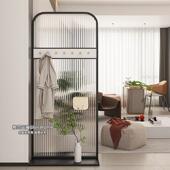 可移动免打孔洞洞板玻璃隔奶油风985户挡正对门遮断置物架收纳入