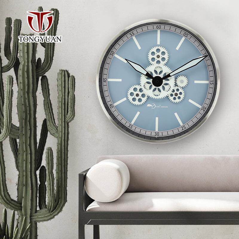 通元动感古金属无品牌/挂钟壁齿轮可欧转动美钟客厅装饰石英夜复