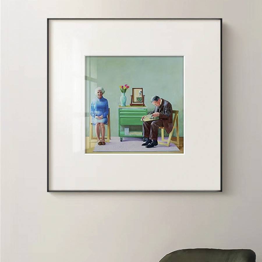 现代简约餐厅方形装饰画客厅卧室创意卡纸画小众玄关沙发挂画油画图片