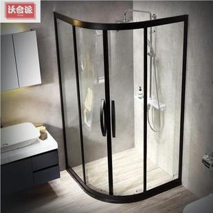 卫生框间钢化玻隔断移门璃扇形IFV洗澡间形极简新弧款 淋浴房干湿