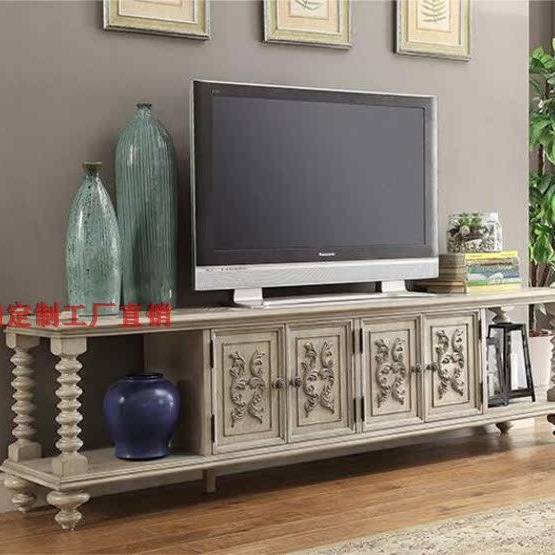 美式ART复兴印记实木电视柜法式复古乡村雕刻做旧现代客厅影视柜