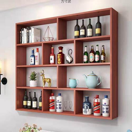 酒架简约现壁挂式墙酒柜餐厅挂饭店上代悬式红酒架多GOI层置物架