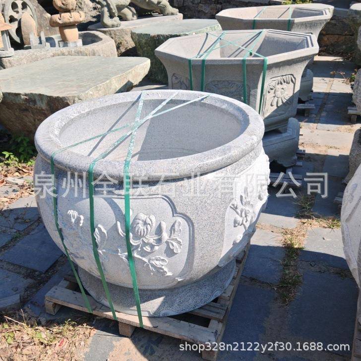 石雕莲花树树钵庭院摆盆件SXB花石雕荷缸缸花盆水缸鱼缸景观装饰