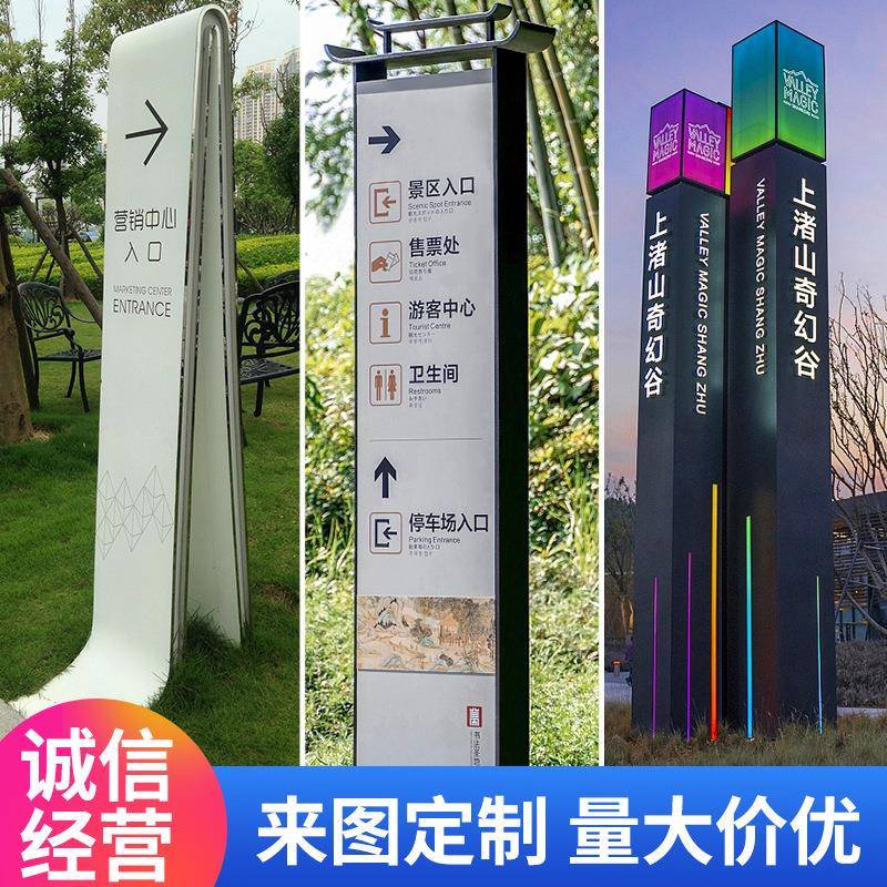 户外立牌精神堡垒导向牌房产指示工场道路指示牌标识地标商咨询定图片