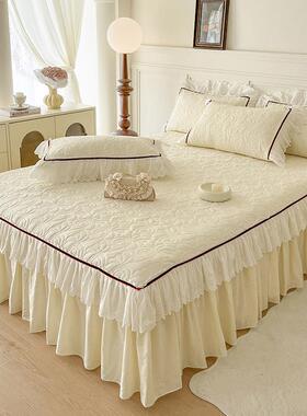 224新款A类双纱全999-0511床裙四件0套加厚纯棉花边夹棉层棉床盖