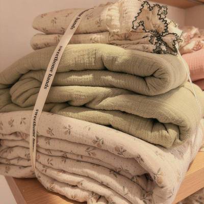 小碎花套单皱件全棉纯棉双套层纱四件皱纱儿SEO被童三件套亲子床