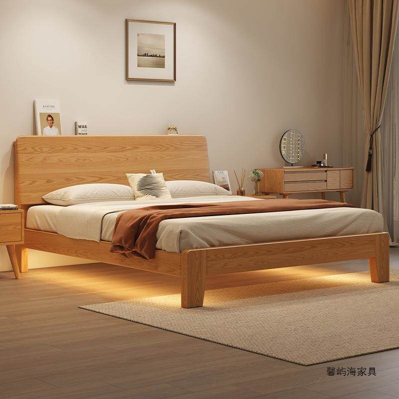 实木双人床现代简约1米8经济型1.m2民宿原木风1.5全米UZR木单人橡