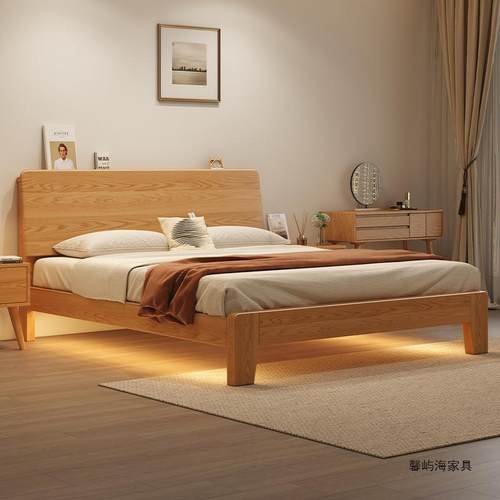 实木双人床现代简约1米8经济型1.m2民宿原木风1.5全米UZR木单人橡