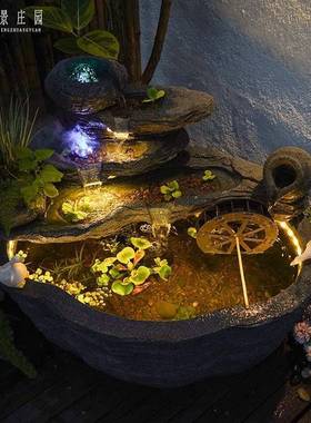 水景庄园古法鱼流摆件庭院水造景室59532外鱼养池缸阳台水系鱼景
