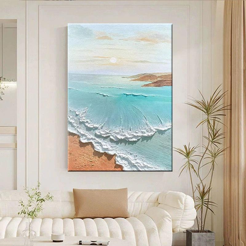 风手油绘竖版轻奢景客厅玄关装画饰画立体肌理画主卧儿童房海RTN