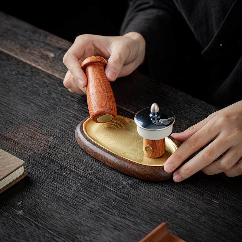 实木晾架黑盖置多KGA壶功能壶茶盖托茶檀壶架紫砂壶具零配件