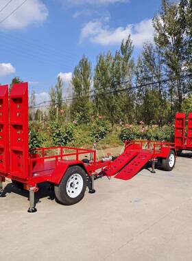 牵引式挖机BZL拖车仓储物流车搬叉运车置中车桥真空胎板平车带爬