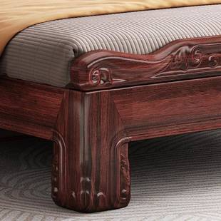 新卧中式1.大8米实木床乌金木双人床奢华雕高档家具花古MP1198【