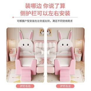 实儿童拼床带护栏婴接儿加宽小床ION卡布艺木软包宝宝床加宽延边