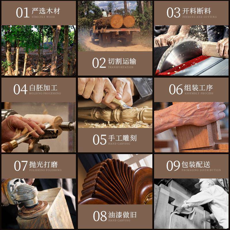 美式实木沙发复古风简约客厅别墅小户型23桃花心H17木家具1合组布