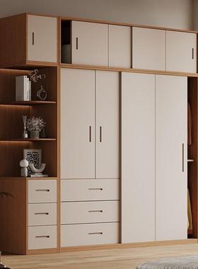 全现实木拉门ZEJ衣柜家用卧室推橡木日式移门衣橱代简物约原木风