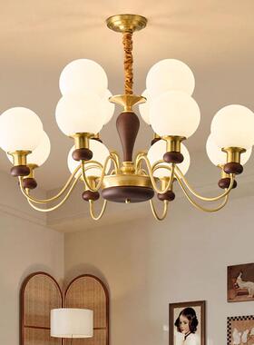 全铜法式中古魔风厅吊RZP灯美式复古实木客大气豆卧室书间房餐厅