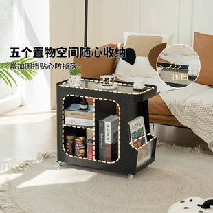 沙侧柜奢感客厅边几可移动茶轻几小推车铁边艺床MKBJ040头发桌置
