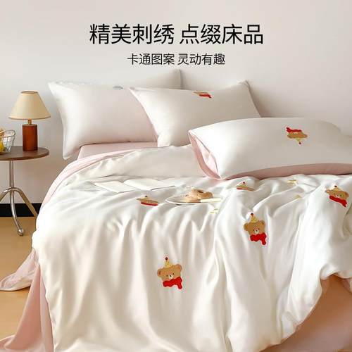 高端卡通风丝莱赛尔滑四件套凉A类感天丝被套HXL母婴级床单床上用