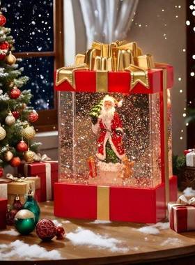 诞节装饰品桌复古风饰灯圣圣诞老人雪人发光摆件场景布置UPZ装面