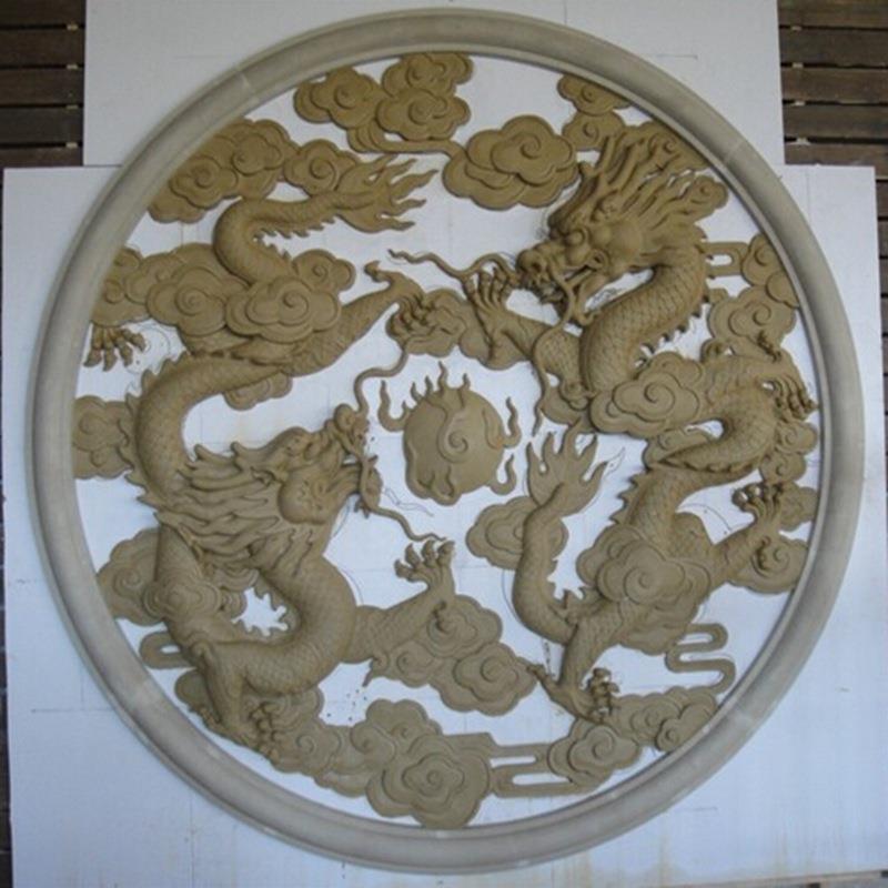 供应铸铜浮雕玻璃钢浮雕壁画大型室内装饰工艺品二龙戏珠图片