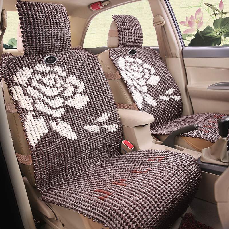 LYZD彩麻牡丹花系列手编汽车坐垫 新款冰丝座垫座套内饰用品