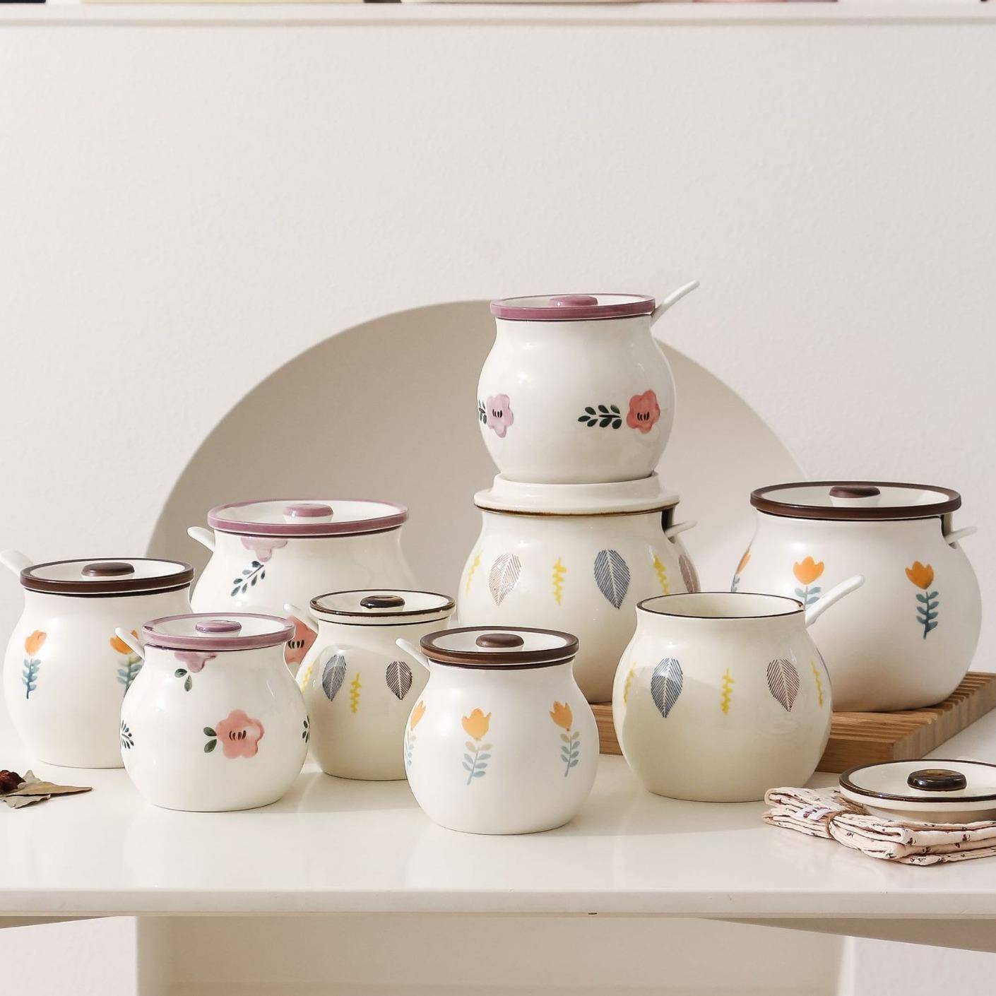 高颜值猪油罐陶瓷耐高温油泼辣子辣椒油罐家用装浑油厨房房调料罐