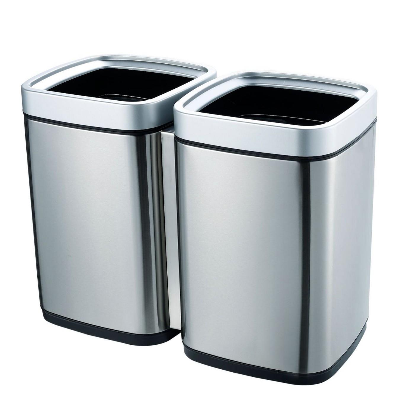 缤仕分类垃圾桶干湿分离家用厨房客厅不锈钢大号开口双桶纸篓拉圾