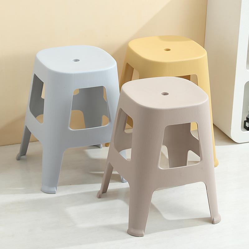 家用加厚塑料凳子防滑塑料椅成人简约客厅餐桌凳子可叠放便携方凳