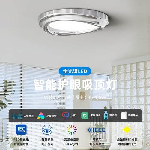 护眼无频闪全光谱LED智能吸顶灯卧室客厅书房阳台过道儿童房间灯