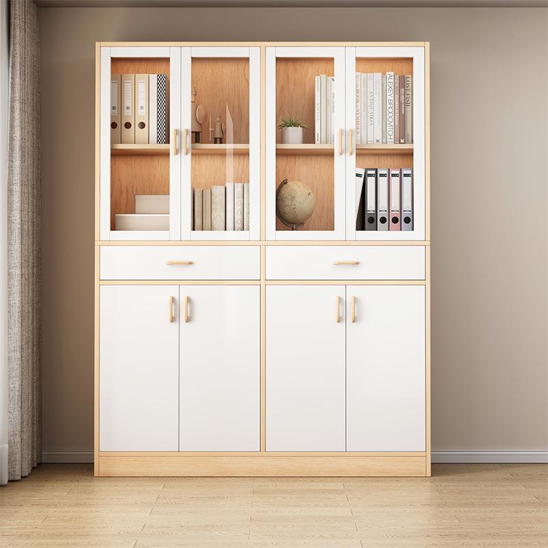 书架落地家用多层放书本架桌面收纳置物架简易靠墙带门防尘书柜子