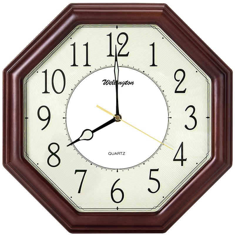 威灵顿挂钟实木钟时尚木钟厅居家挂钟挂表夜光八角G10394