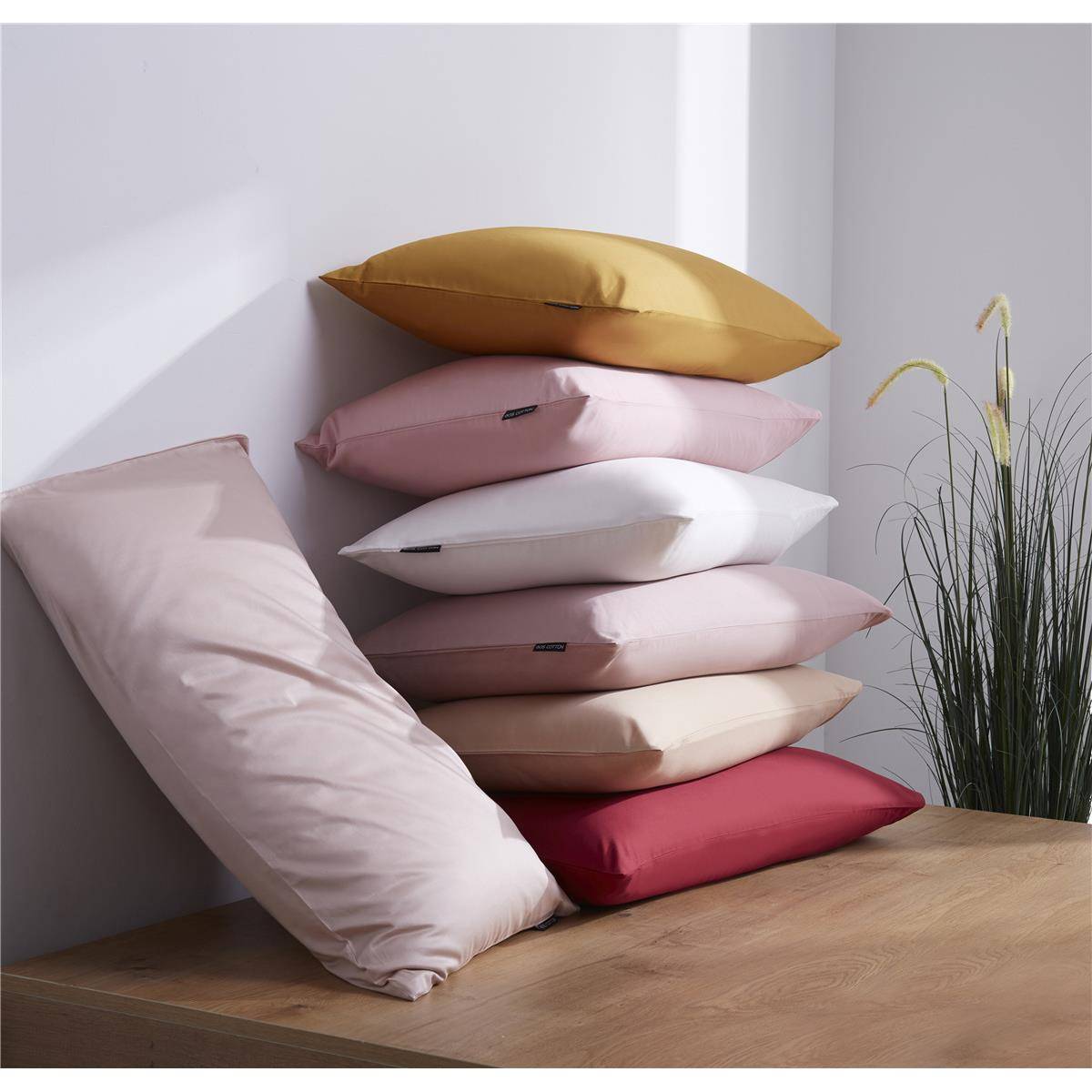 60支长绒棉纯色枕套全棉枕头套单人学生纯棉枕芯套48x74cm一对装