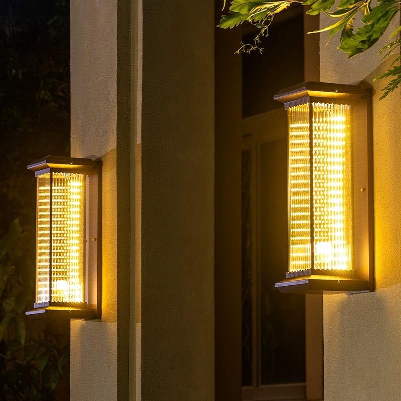 新中式太阳能壁灯户外防水庭院灯室外露台楼梯灯别墅门口家