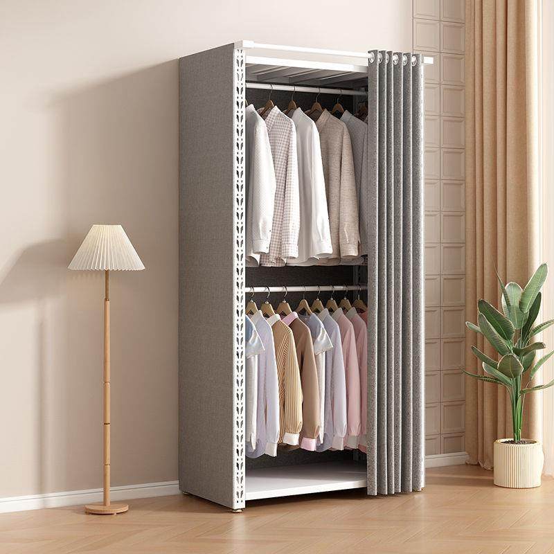 简易衣柜家用卧室全钢组合多层简约出租房加厚加粗收纳衣架