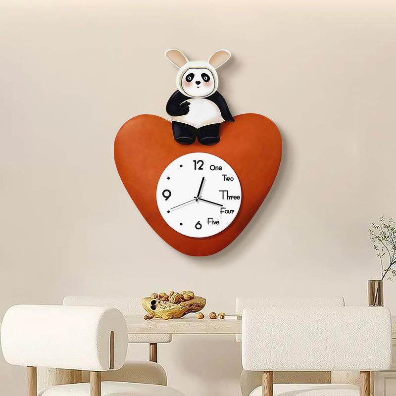 网红餐厅挂钟现代简约卡通客厅卧室房间静音家用钟表可爱时尚挂表