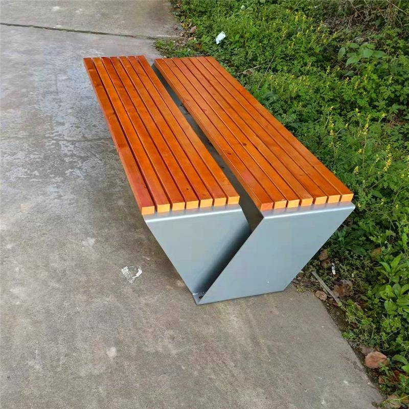 户外公园椅不锈钢座椅椅景区实木塑木长条凳子椅庭院座凳商用长排