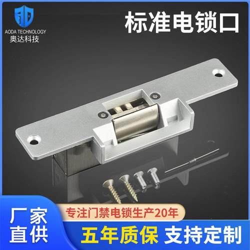 门禁电锁口阴极锁家用侧装风淋室锁扣12v通电断电开一体面板上锁