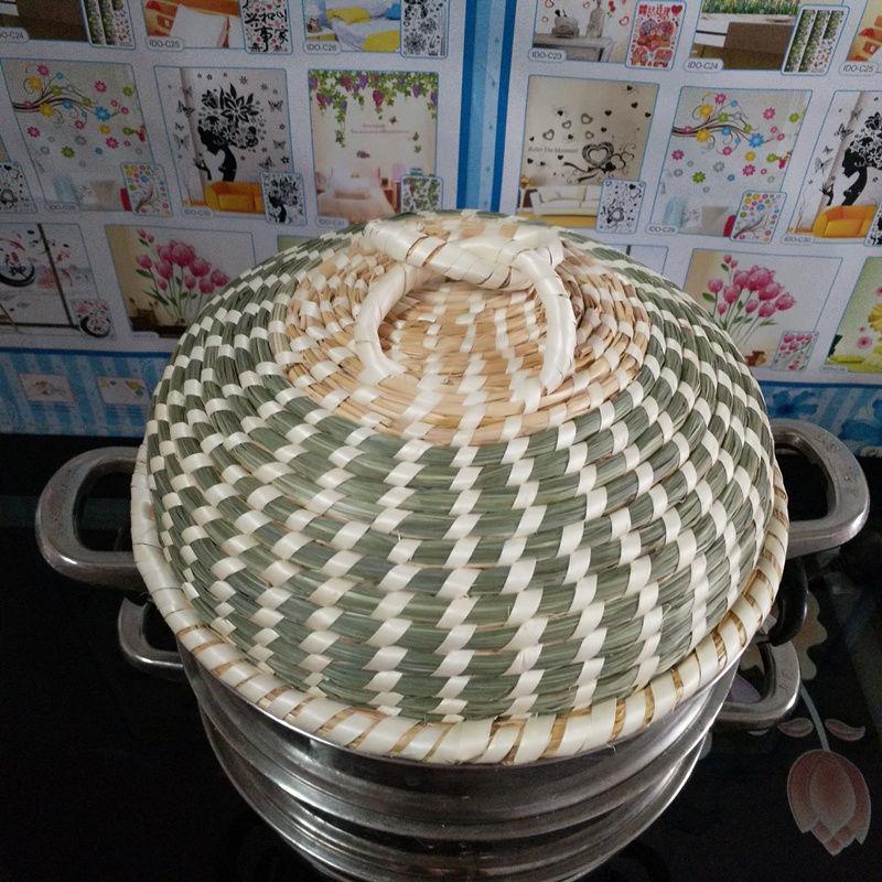 茅草小麦秆手工草编锅盖蒸笼盖蒸锅盖铁锅盖不锈钢蒸锅盖通用锅盖