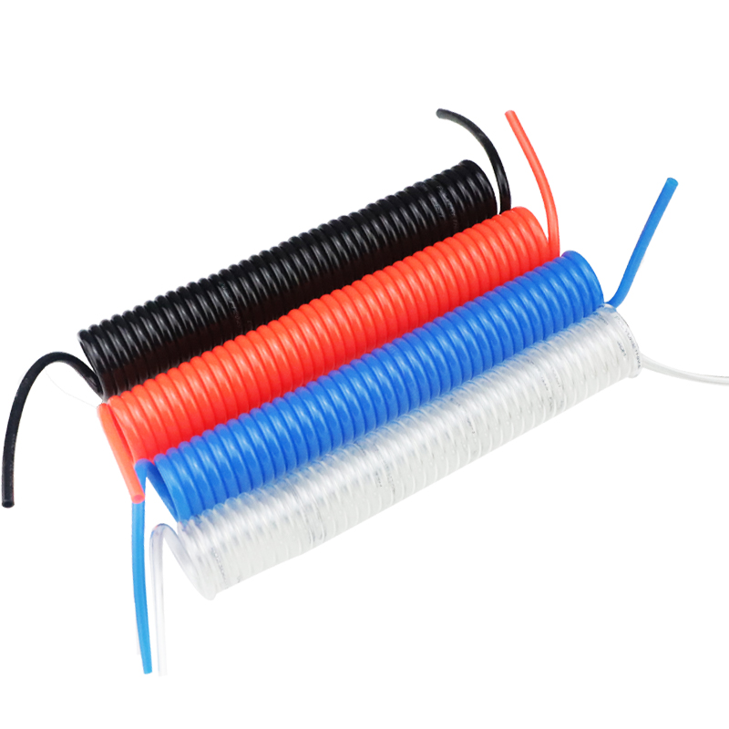 PU弹簧气管软管8mmo6 10 12 螺旋伸缩管空压机气动高压风管带接头