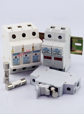永信RT18-32X熔断器底座 10*38圆筒形保险丝底盒S导轨式指示灯R01