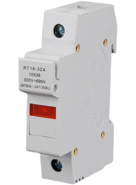 熔断器底座保险丝座RT18-r32 63X导轨式带灯2P低压插入式熔芯10*3